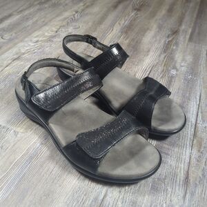 SAS Shoes Women's NUDU Sandals 7.5 M Black Leather Comfort Sandals EUC